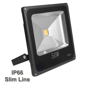 Προβολέας LED 50 Watt ­Slim Black Αδιάβροχος IP66 6500K - ΟΕΜ