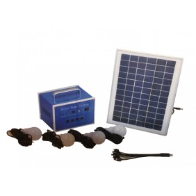 Ισχυρό Ηλιακό Σύστημα Φωτισμού & Φόρτισης με Panel 10W, Μπαταρία & 4 Λάμπες LED 120LM - HDXT007-12VOLT