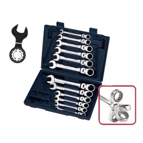 Επαγγελματικά Κλειδιά Γερμανοπολύγωνα Χρωμίου Βαναδίου με Καστάνια & Σπαστή Κεφαλή 12τμχ - OEM TKKN-25