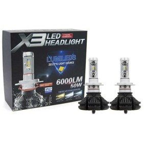 H4  50W 6000L 6500 Κelvin - LED ΦΩΤΑ ΑΥΤΟΚΙΝΗΤΟΥ  X3 led headlights με zes2 Philips Lumileds