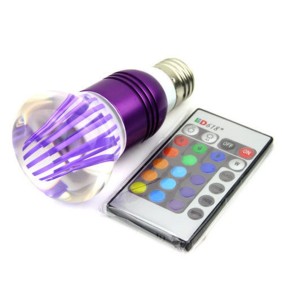 RGB Led Λάμπα E27 3Watt Διάχυτου Φωτισμού, Εναλλαγής 16 Χρωμάτων με Τηλεχειριστήριο