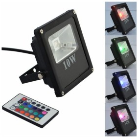 RGB LED Προβολέας 10W Black Slim ip66 Αδιάβροχος με Τηλεχειρισμό & Εναλλασσόμενο Πολύχρωμο Φωτισμό
